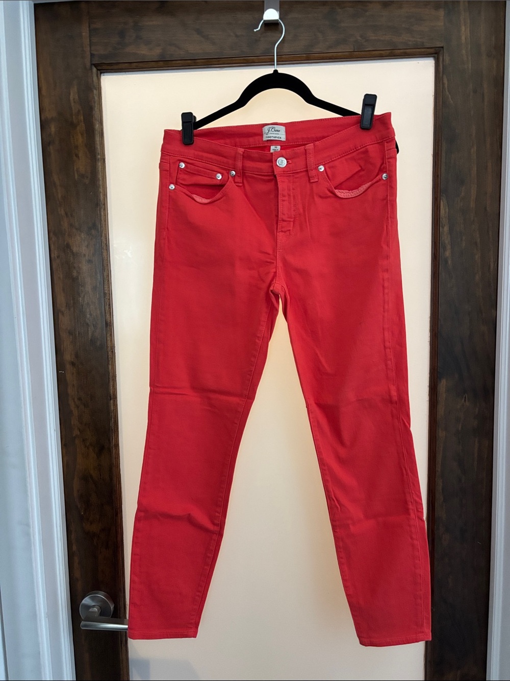 J. Crew Coral/RedToothpick Skinny Jeans